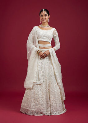 Mohey Women Cream Ensemble Elegance Lehenga