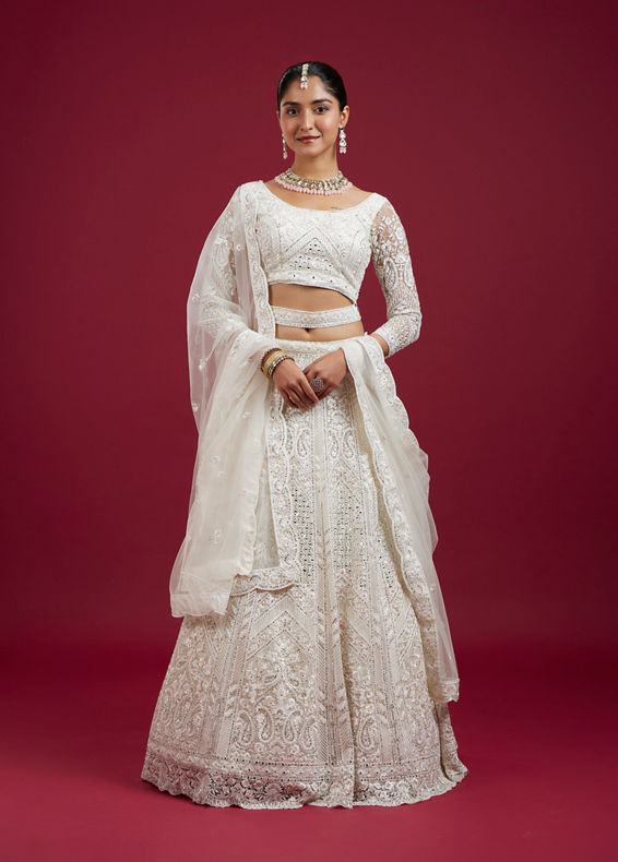 Mohey Women Cream Ensemble Elegance Lehenga