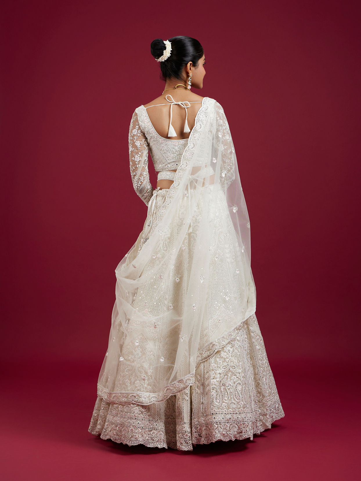 Mohey Women Cream Ensemble Elegance Lehenga