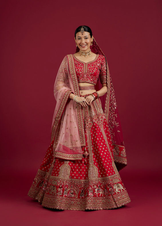 Mohey Women Radiant Rani Pink Lehenga Ensemble