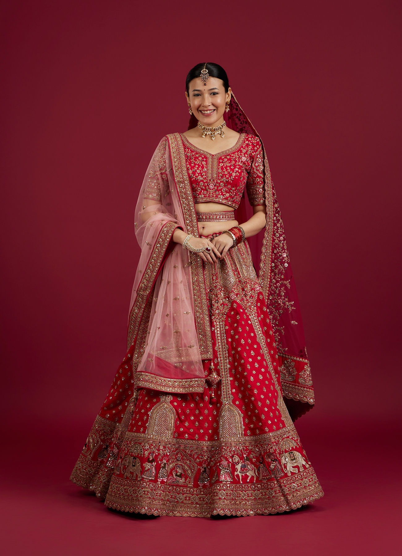 Mohey Women Radiant Rani Pink Lehenga Ensemble