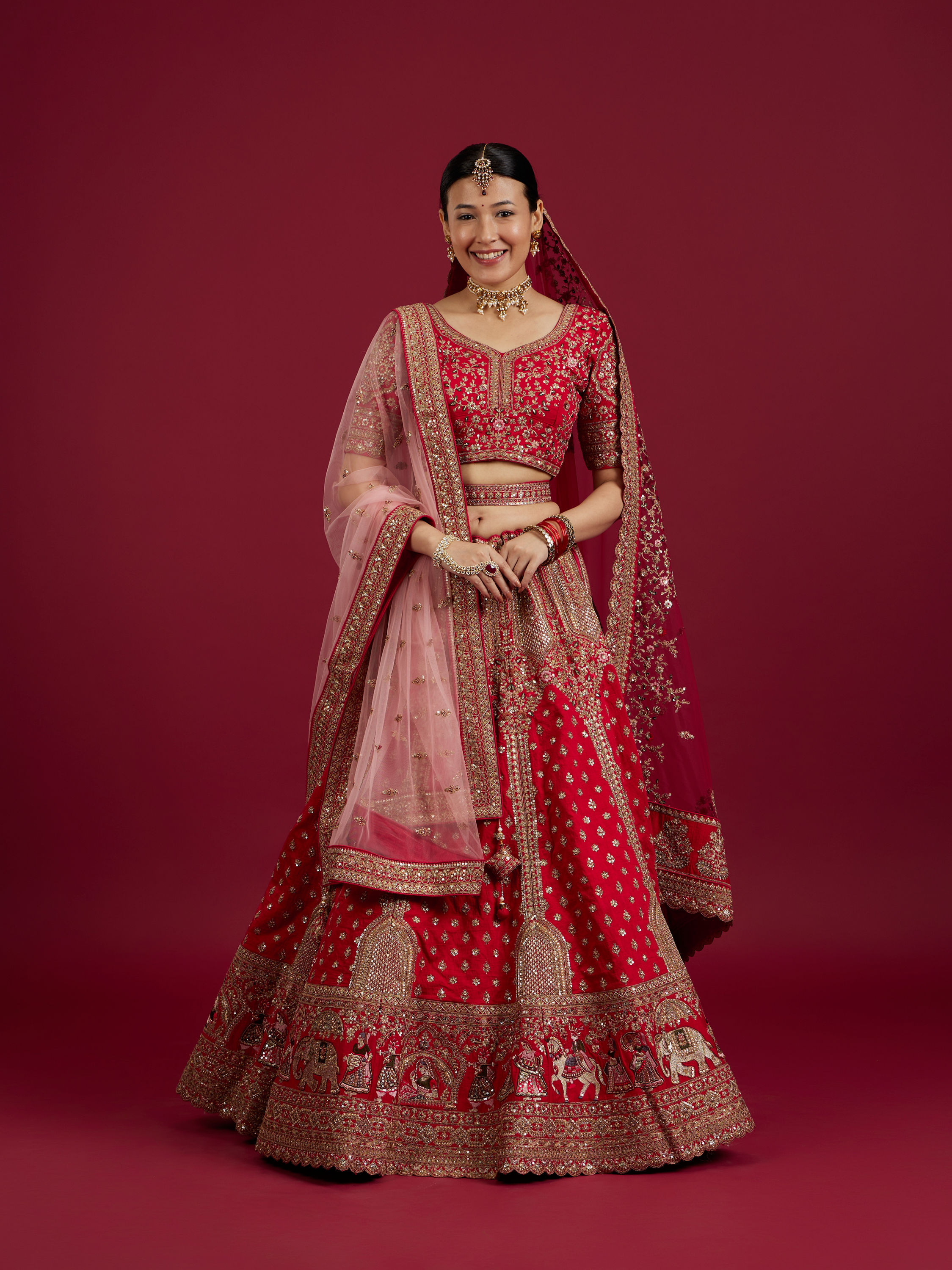 Mohey Women Radiant Rani Pink Lehenga Ensemble