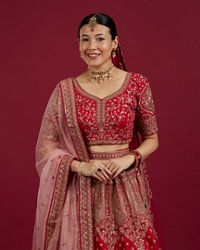 Mohey Women Radiant Rani Pink Lehenga Ensemble