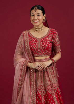 Mohey Women Radiant Rani Pink Lehenga Ensemble