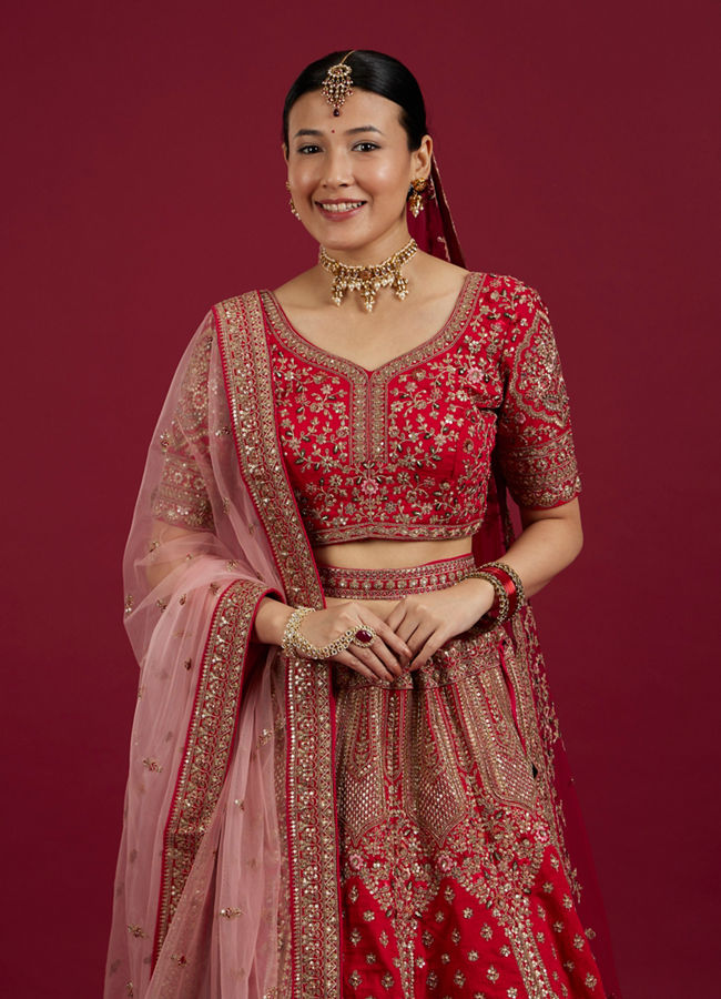 Mohey Women Radiant Rani Pink Lehenga Ensemble