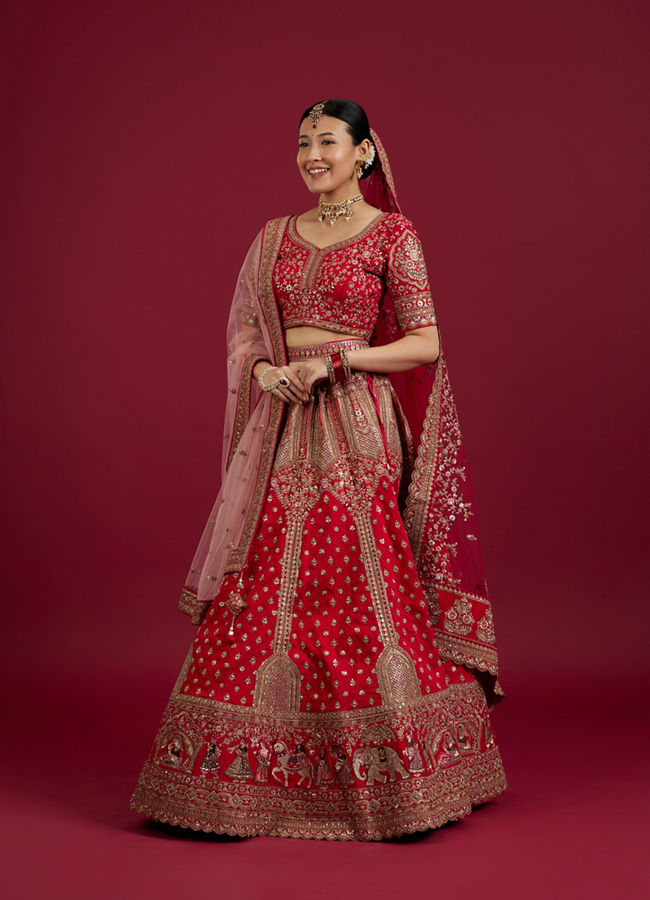 Mohey Women Radiant Rani Pink Lehenga Ensemble