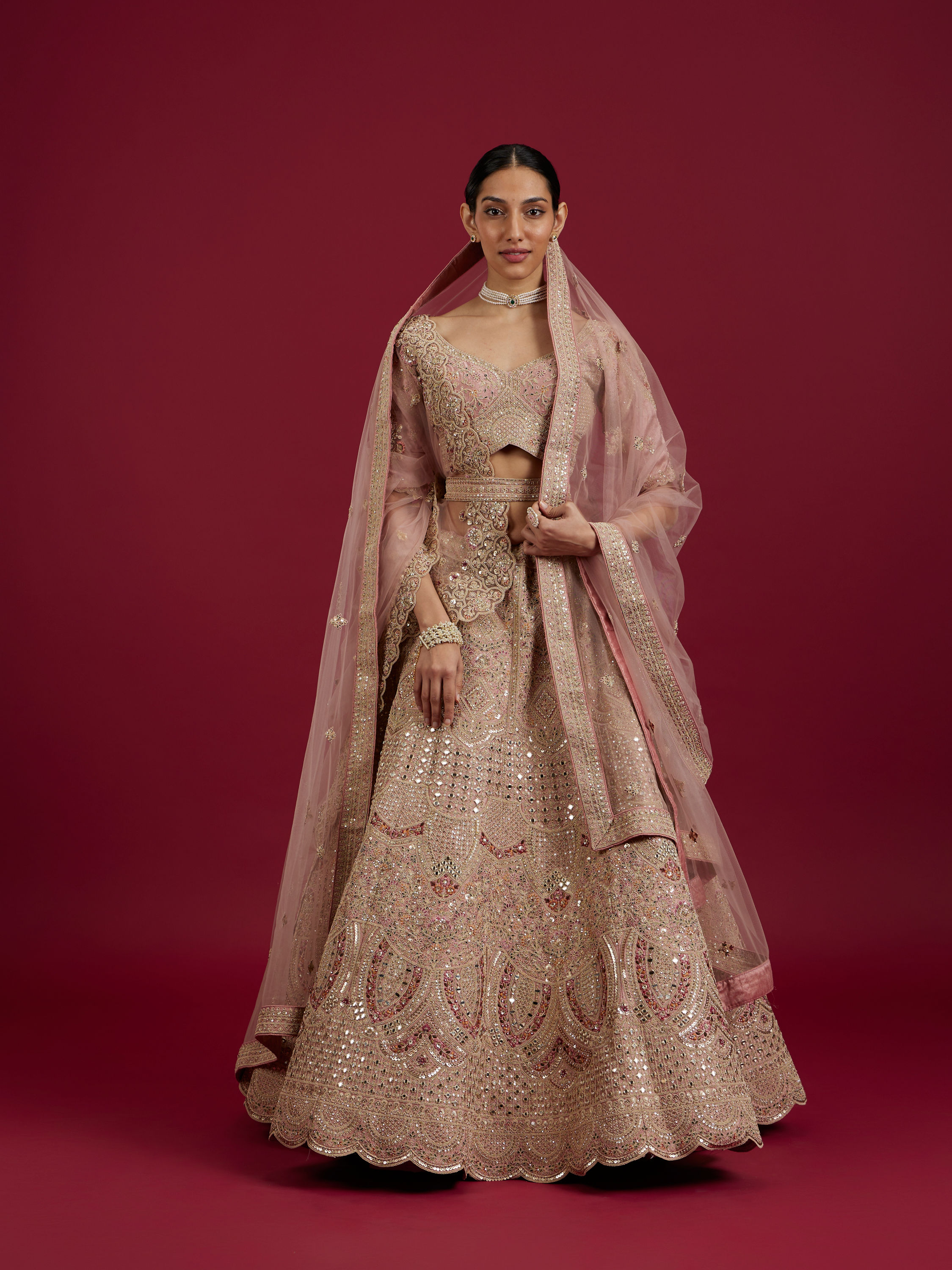 Mohey Women Pink Elegance Lehenga