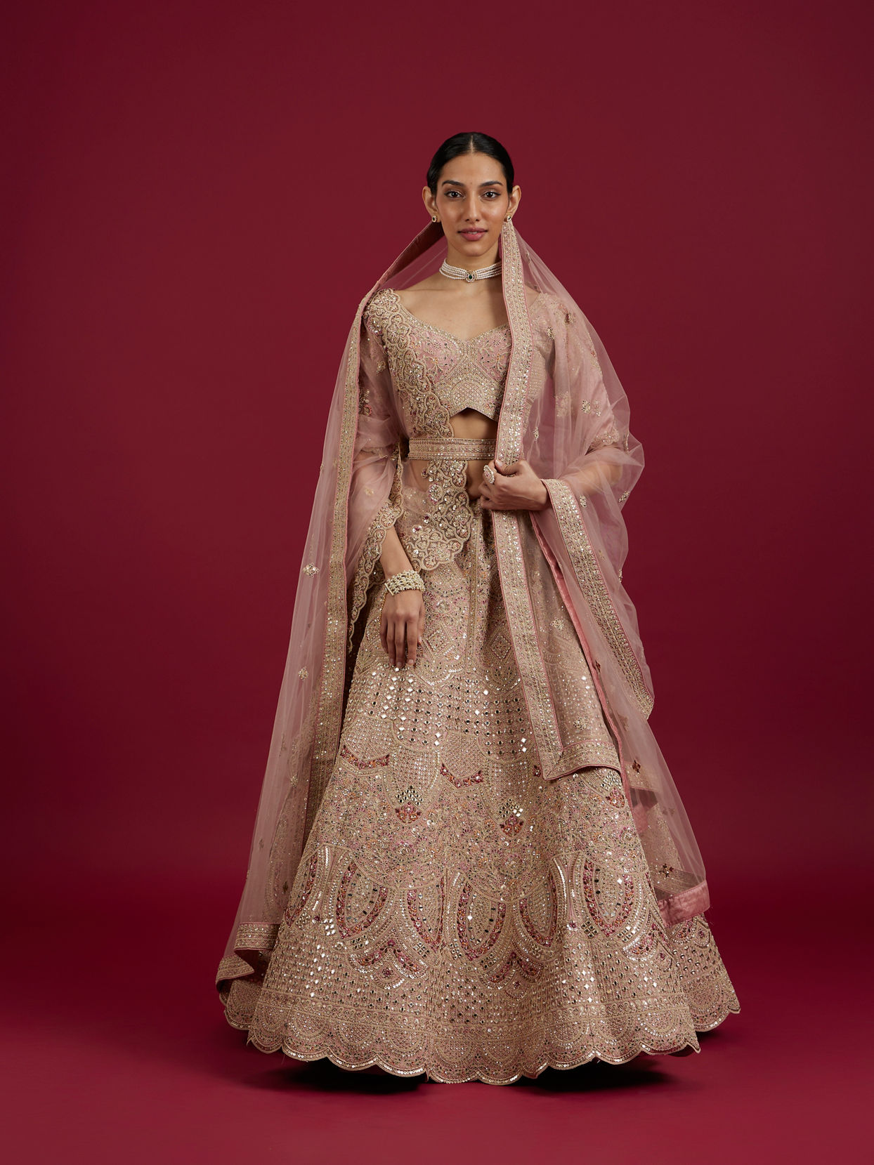 Mohey Women Pink Elegance Lehenga