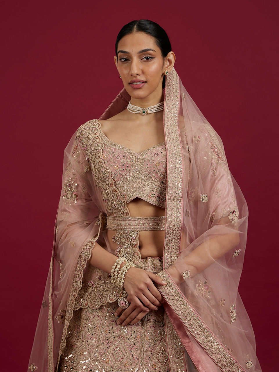 Mohey Women Pink Elegance Lehenga