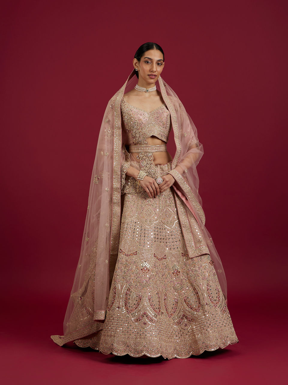 Mohey Women Pink Elegance Lehenga