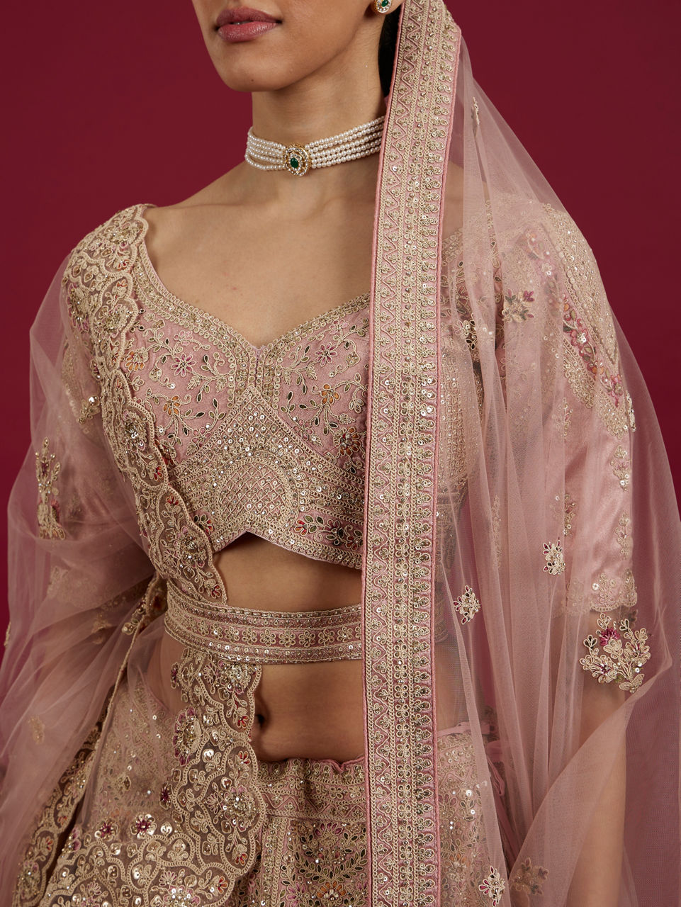 Mohey Women Pink Elegance Lehenga