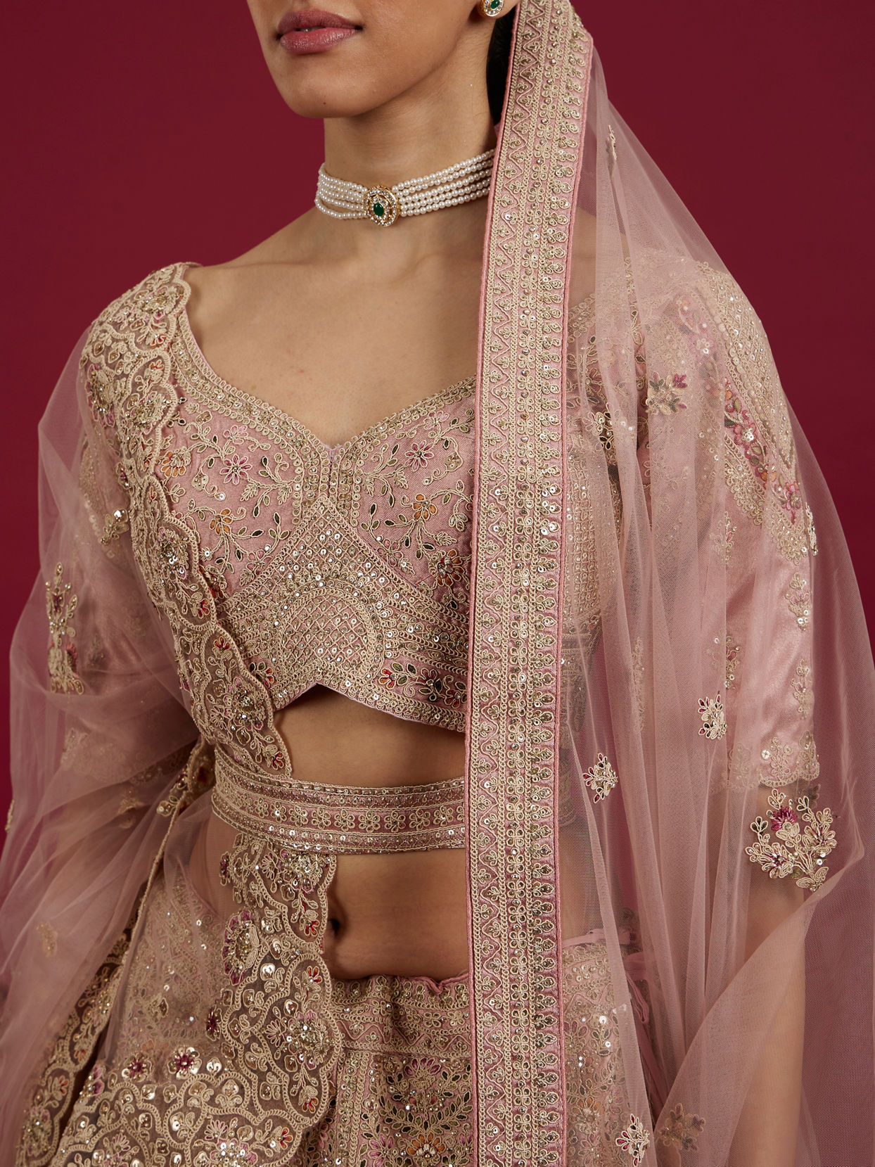 Mohey Women Pink Elegance Lehenga