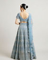 alt message - Mohey Women Ethereal Blue Net Lehenga image number 4