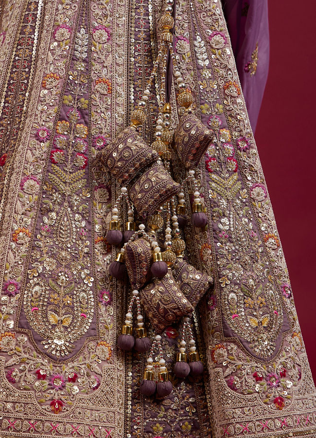Mohey Women Radiant Purple Silk Lehenga Ensemble