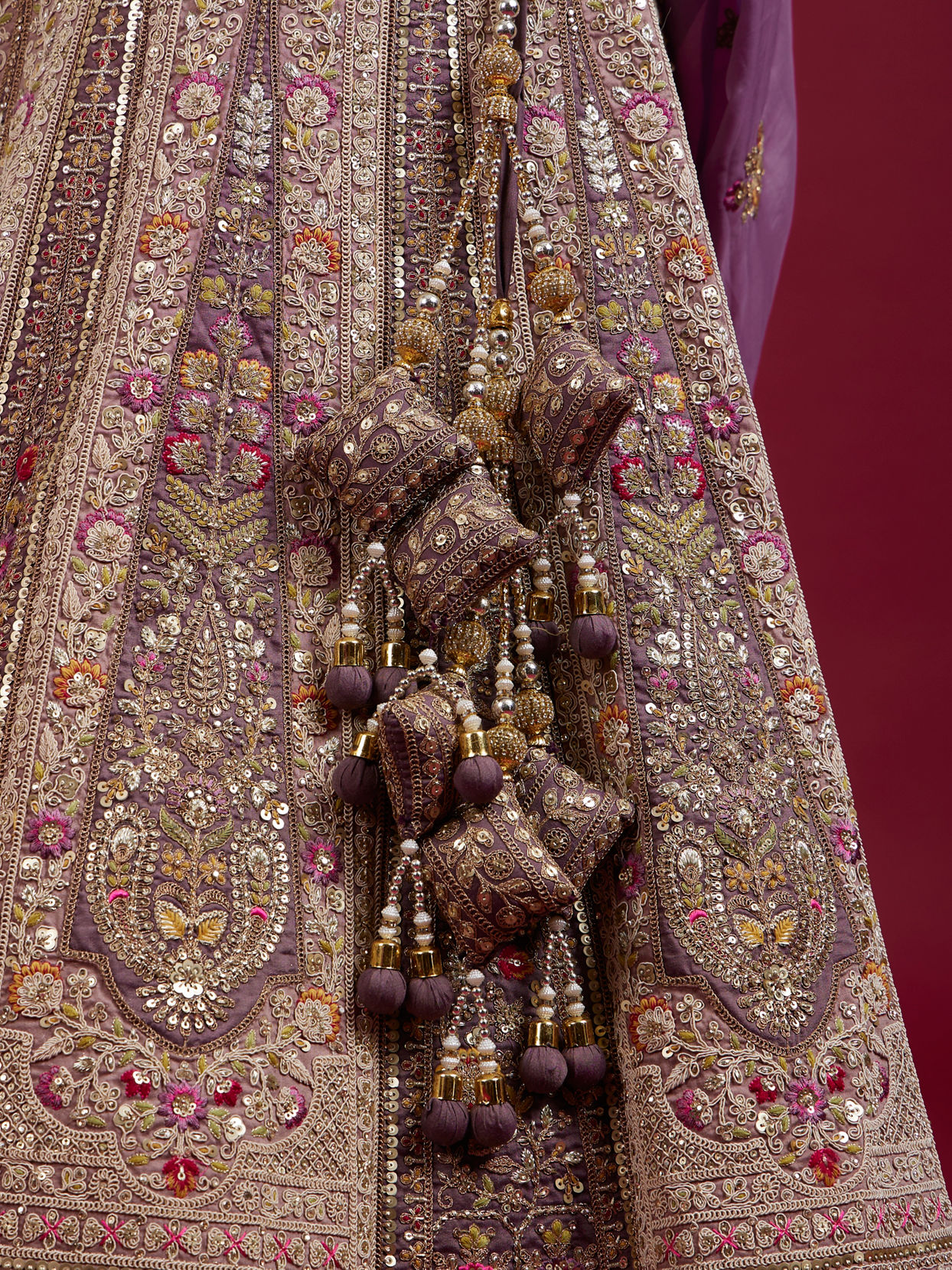 Mohey Women Radiant Purple Silk Lehenga Ensemble