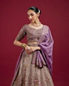 Mohey Women Radiant Purple Silk Lehenga Ensemble