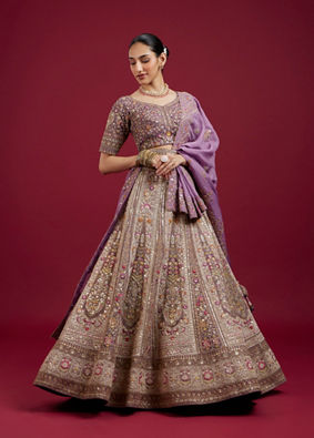 Mohey Women Radiant Purple Silk Lehenga Ensemble