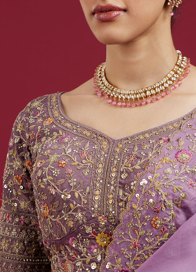 Mohey Women Radiant Purple Silk Lehenga Ensemble