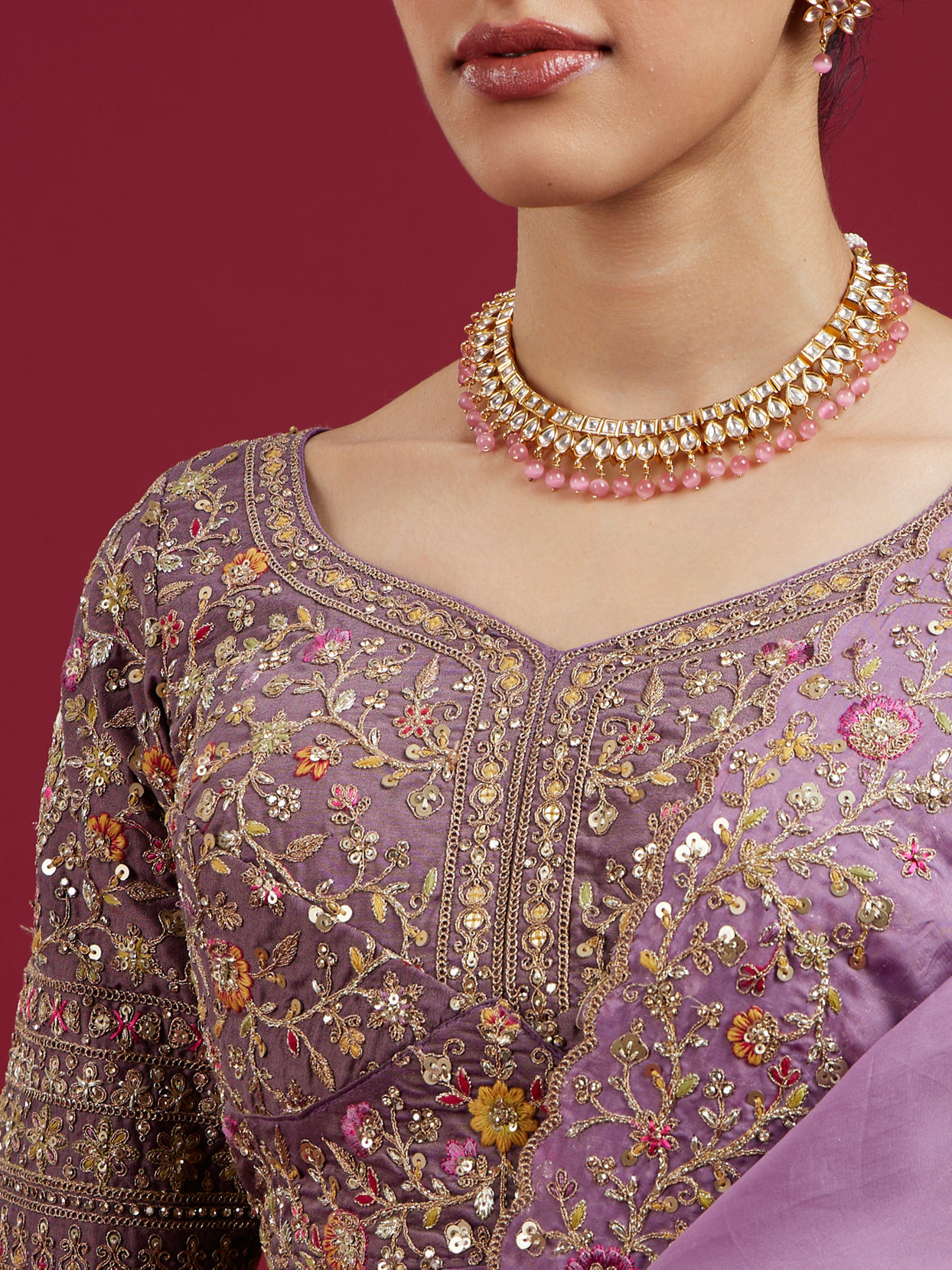 Mohey Women Radiant Purple Silk Lehenga Ensemble