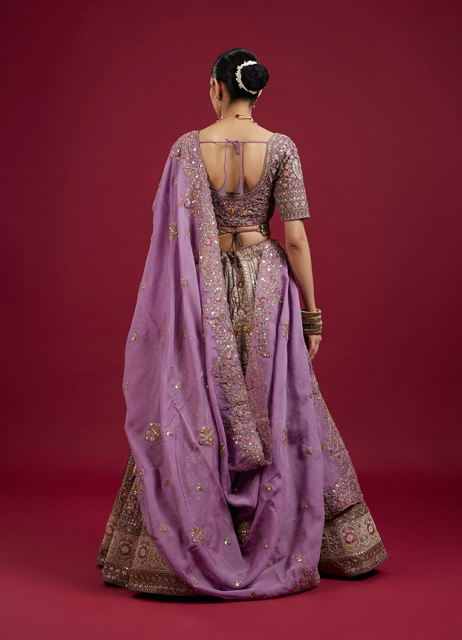 Mohey Women Radiant Purple Silk Lehenga Ensemble