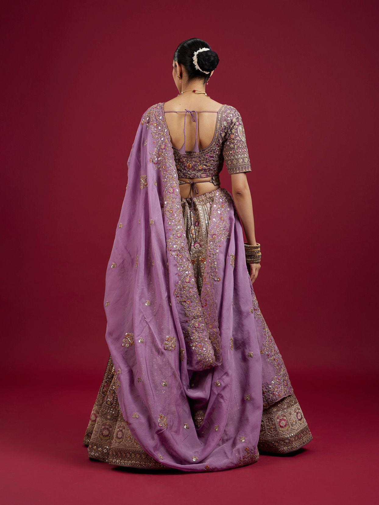 Mohey Women Radiant Purple Silk Lehenga Ensemble