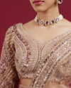 Mohey Women Golden Glory Fawn Lehenga