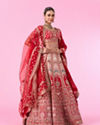 Mohey Women Radiant Red Festive Bridal Lehenga