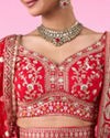 Mohey Women Radiant Red Festive Bridal Lehenga