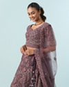 Mohey Women Purple Net Bridal Lehenga Set
