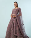 Mohey Women Purple Net Bridal Lehenga Set