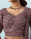 Mohey Women Purple Net Bridal Lehenga Set