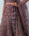 Mohey Women Purple Net Bridal Lehenga Set
