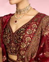 Mohey Women Velvety Maroon Elegance Bridal Lehenga
