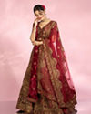 Mohey Women Velvety Maroon Elegance Bridal Lehenga
