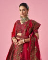 Mohey Women Pink Velvet Bridal Lehenga with Stone Work