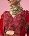 Mohey Women Pink Velvet Bridal Lehenga with Stone Work