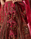Mohey Women Pink Velvet Bridal Lehenga with Stone Work