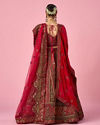 Mohey Women Pink Velvet Bridal Lehenga with Stone Work