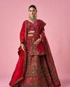 Mohey Women Pink Velvet Bridal Lehenga with Stone Work