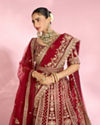 Mohey Women Velvety Maroon Bridal Lehenga with Double Dupatta