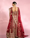 Mohey Women Velvety Maroon Bridal Lehenga with Double Dupatta