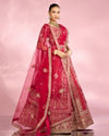 Mohey Women Enchanting Pink Velvet Lehenga Set with Dupatta