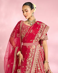 Mohey Women Enchanting Pink Velvet Lehenga Set with Dupatta