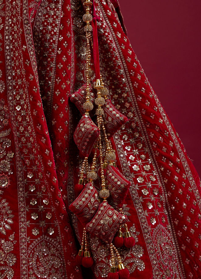 Mohey Women Enchanting Pink Velvet Lehenga Set with Dupatta