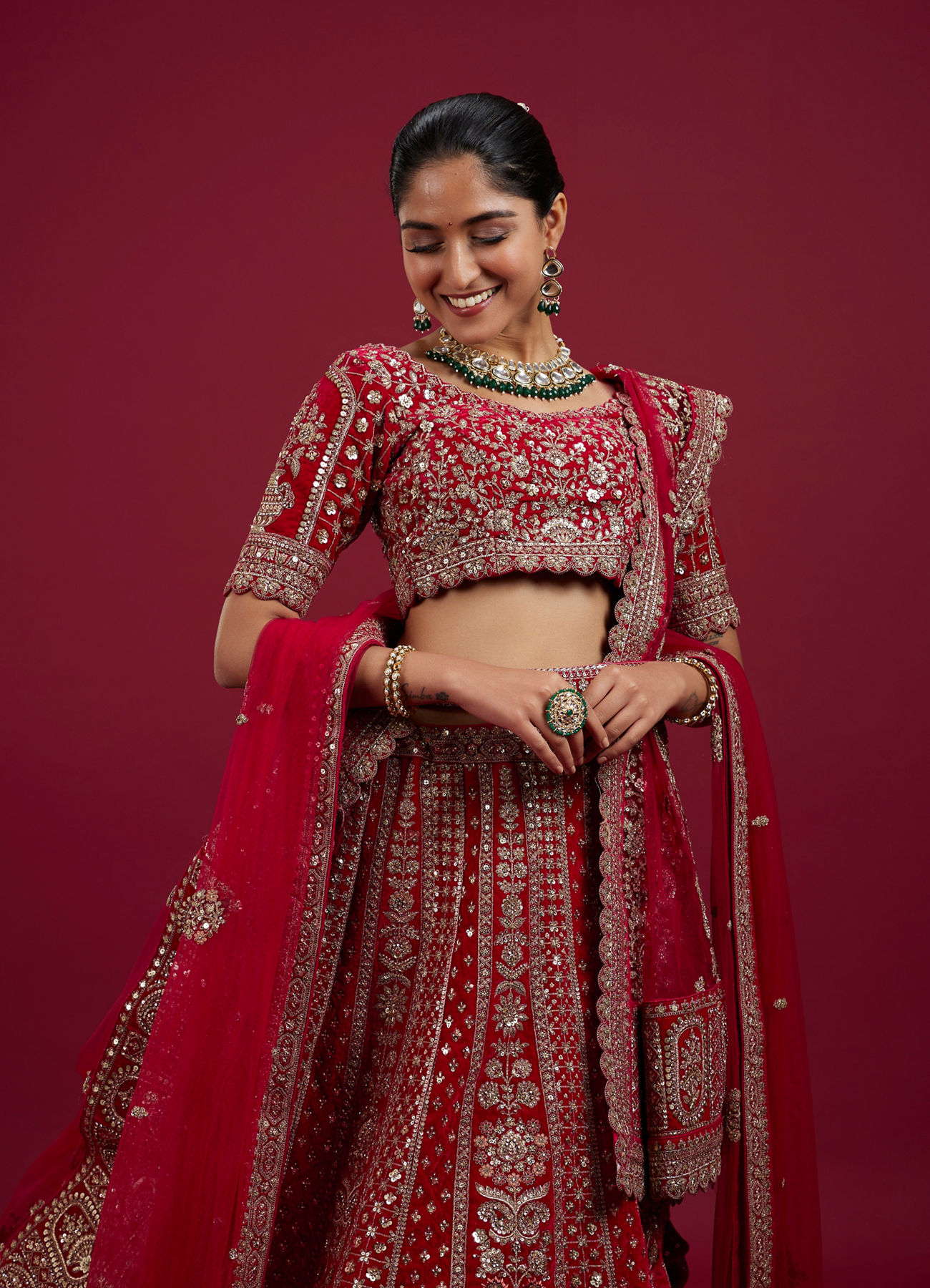 Mohey Women Enchanting Pink Velvet Lehenga Set with Dupatta