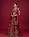 Mohey Women Enchanting Pink Velvet Lehenga Set with Dupatta