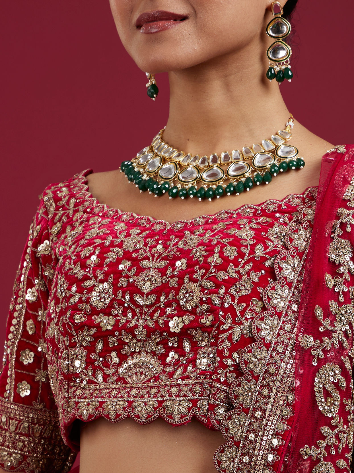 Mohey Women Enchanting Pink Velvet Lehenga Set with Dupatta