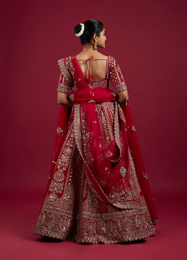 Mohey Women Enchanting Pink Velvet Lehenga Set with Dupatta