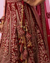 Mohey Women Regal Maroon Velvet Bridal Lehenga