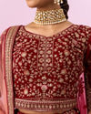 Mohey Women Regal Maroon Velvet Bridal Lehenga